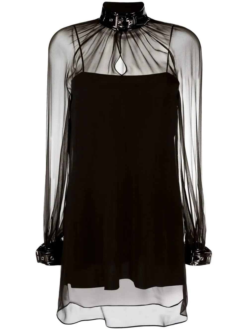 Buckle-Collar Chiffon Blouse