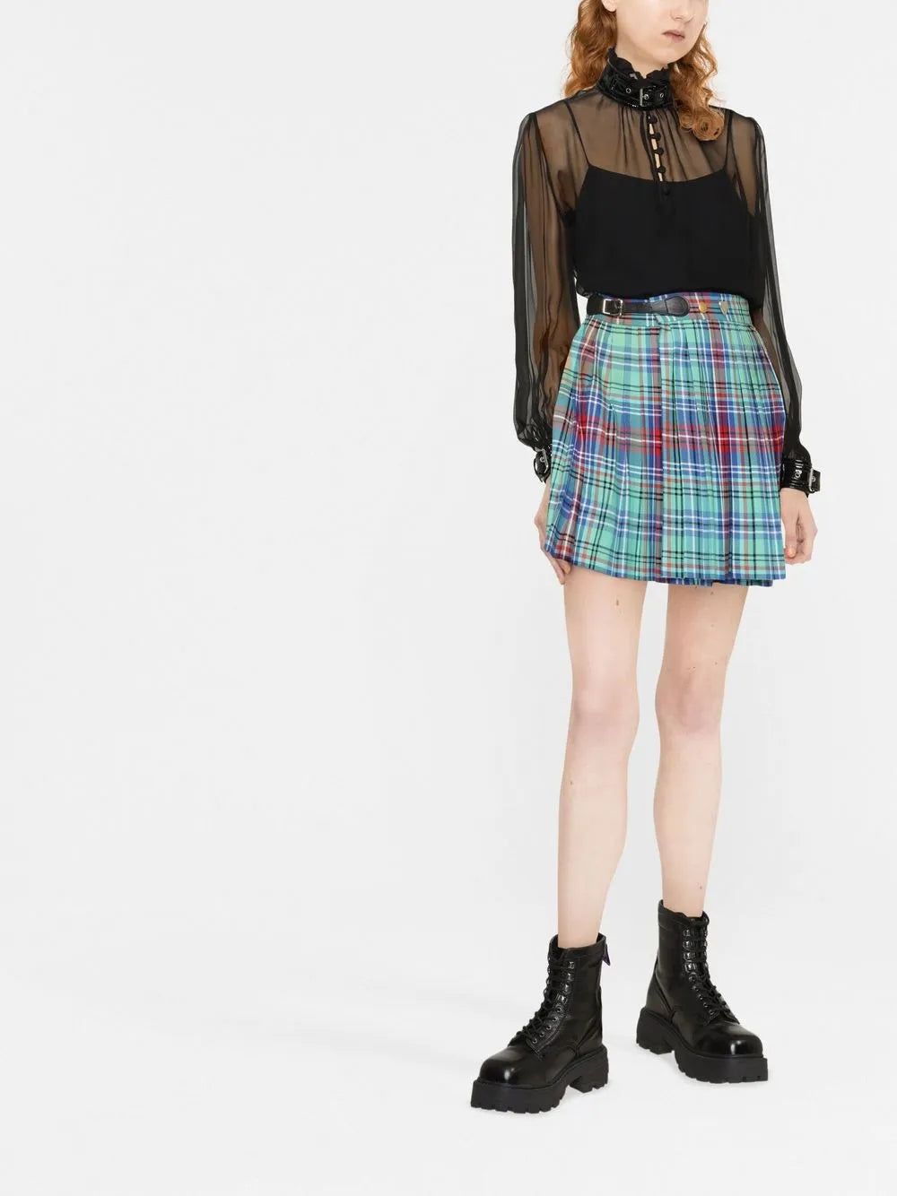 Buckle-Collar Chiffon Blouse