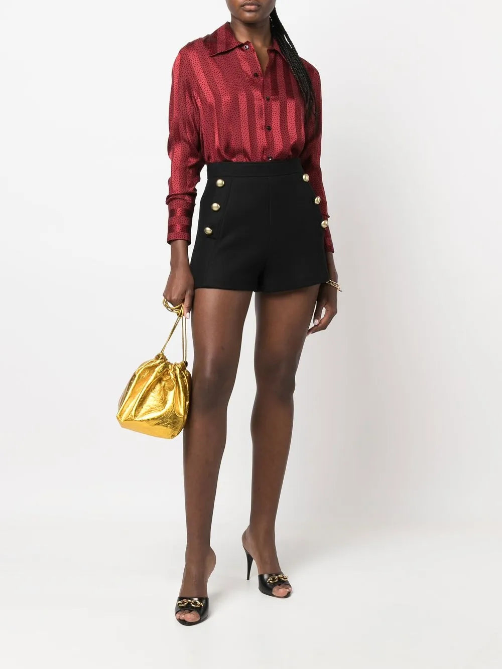 Button-Detail Fitted Shorts