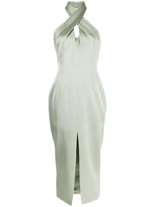 Slit-Detail Halterneck Dress