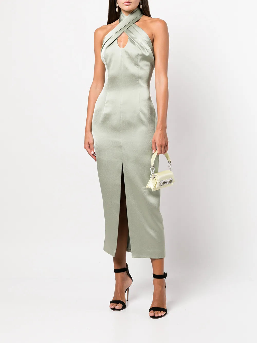 Slit-Detail Halterneck Dress