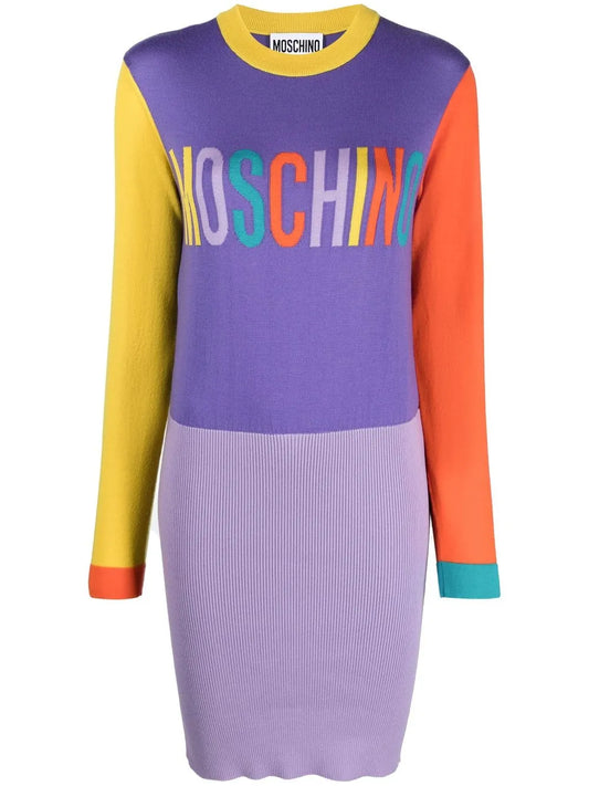 Intarsia Logo-Knit Sweater Dress