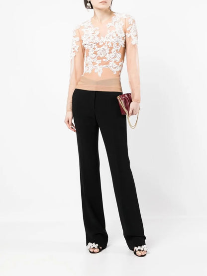 Baroque-Embroidered Silk Top