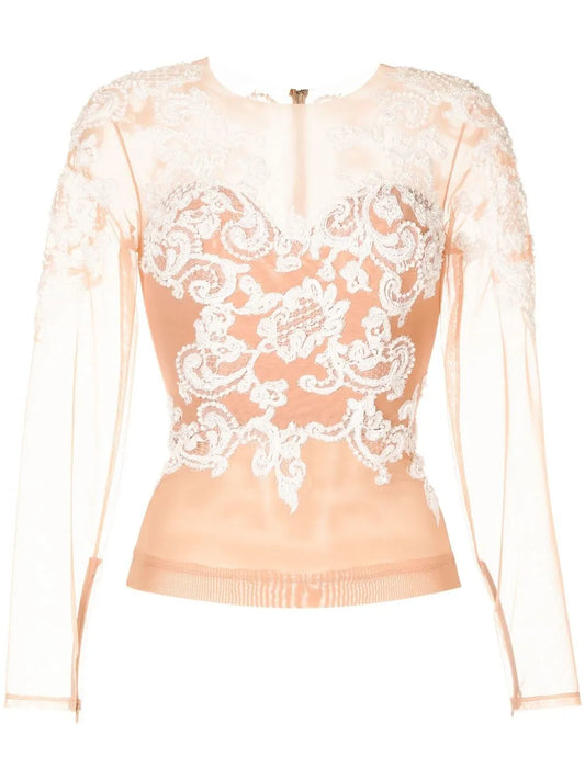 Baroque-Embroidered Silk Top