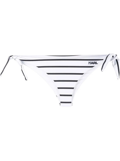 Striped Logo-Print Bikini Bottoms