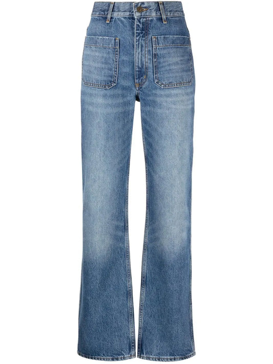 High-Waist Straight-Leg Jeans