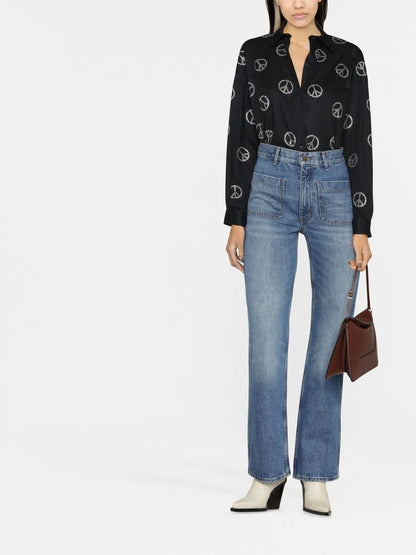 High-Waist Straight-Leg Jeans
