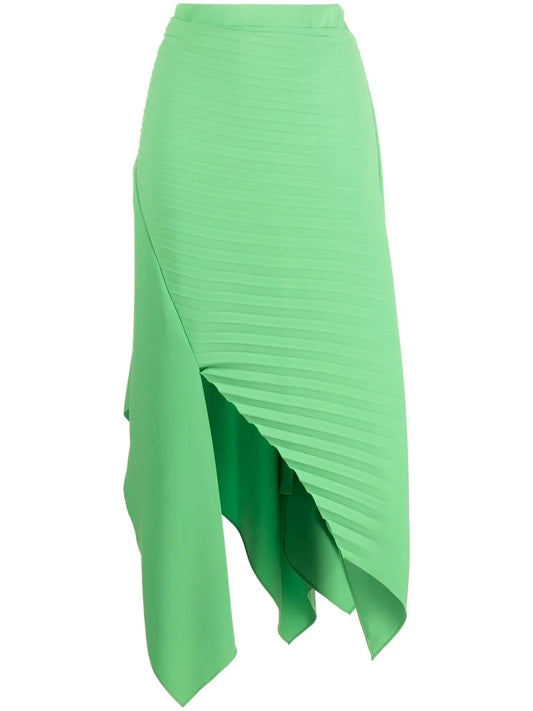 Pleated Asymmetric Midi Skirt