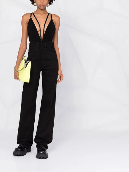 Plunge V-Neck Strapped Bodysuit
