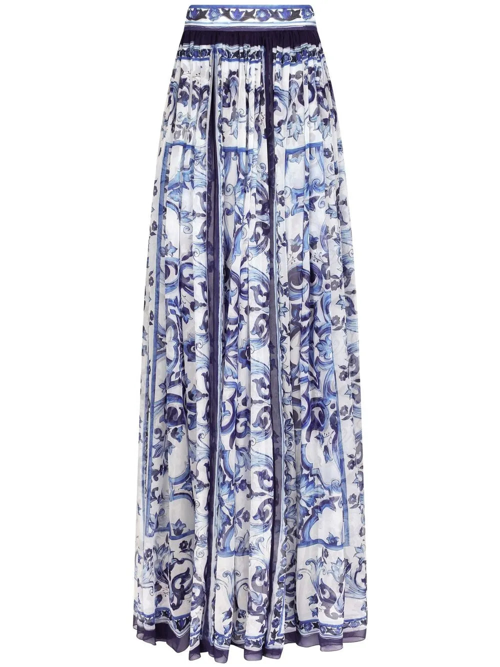 Majolica-Print Silk Maxi Skirt