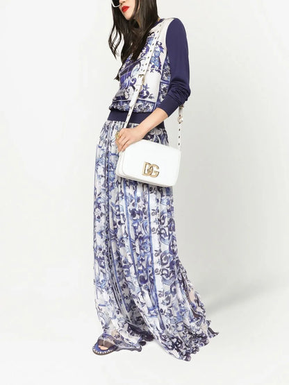 Majolica-Print Silk Maxi Skirt