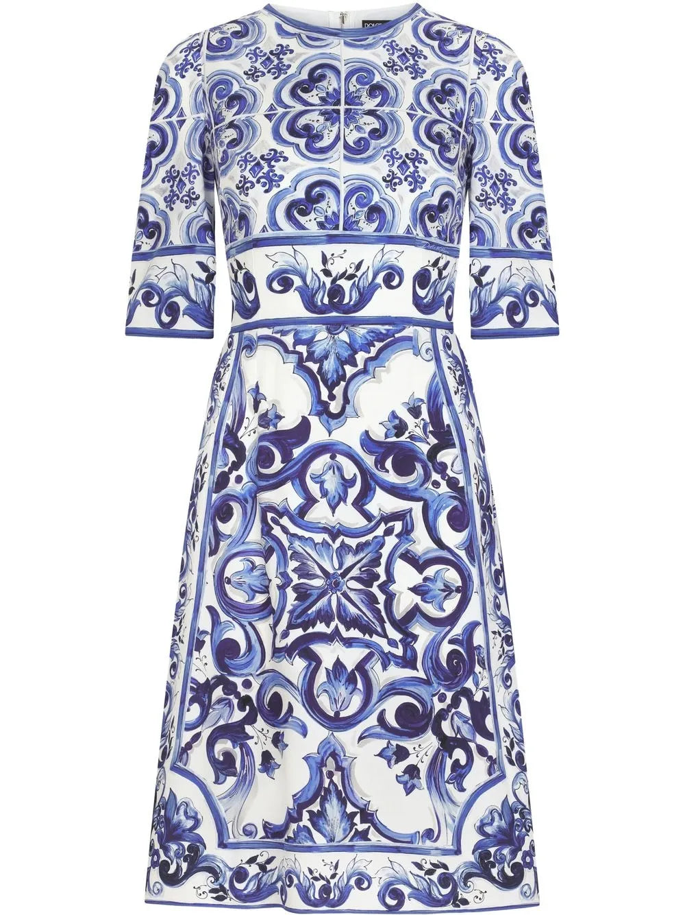 Majolica-Print Midi Dress