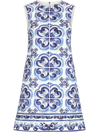 Majolica-Print Brocade Minidress