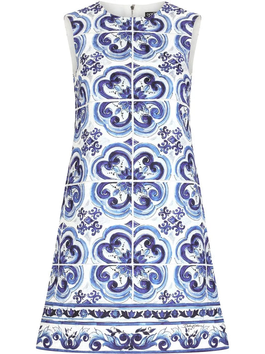 Majolica-Print Brocade Minidress