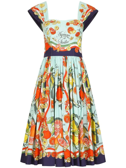 Fruit-Print A-Line Dress