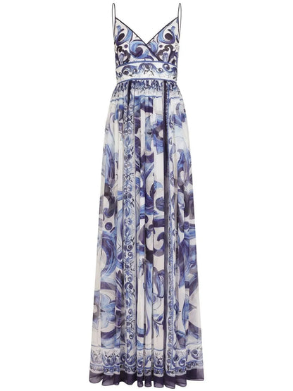 Majolica-Print Silk Maxi Dress