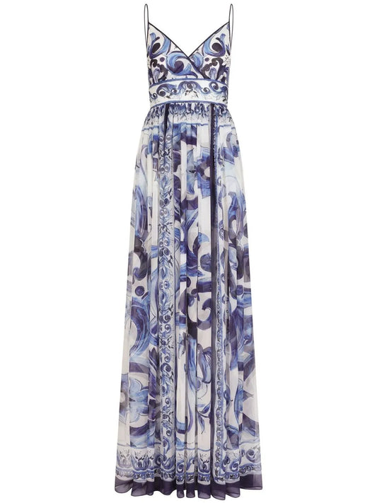 Majolica-Print Silk Maxi Dress