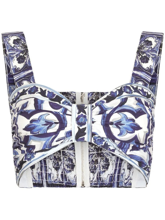 Majolica-Print Bralette Top