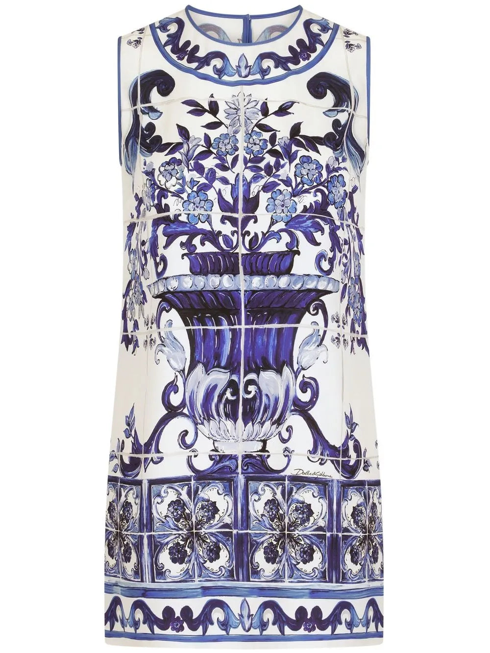 Majolica-Print Longline Tank Top