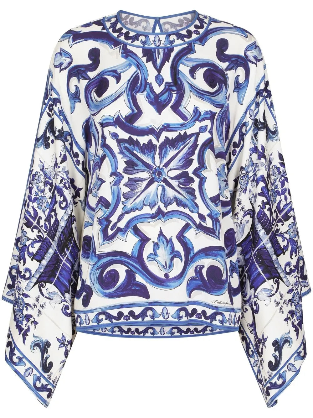 Majolica-Print Silk Blouse