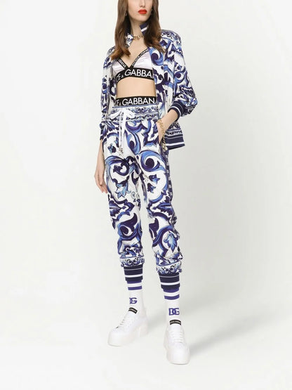 Majolica-Print Zip-Up Sweatshirt