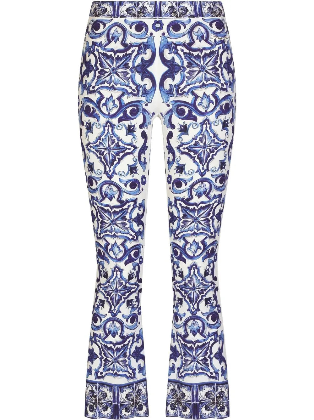 Majolica-Print Flared Trousers