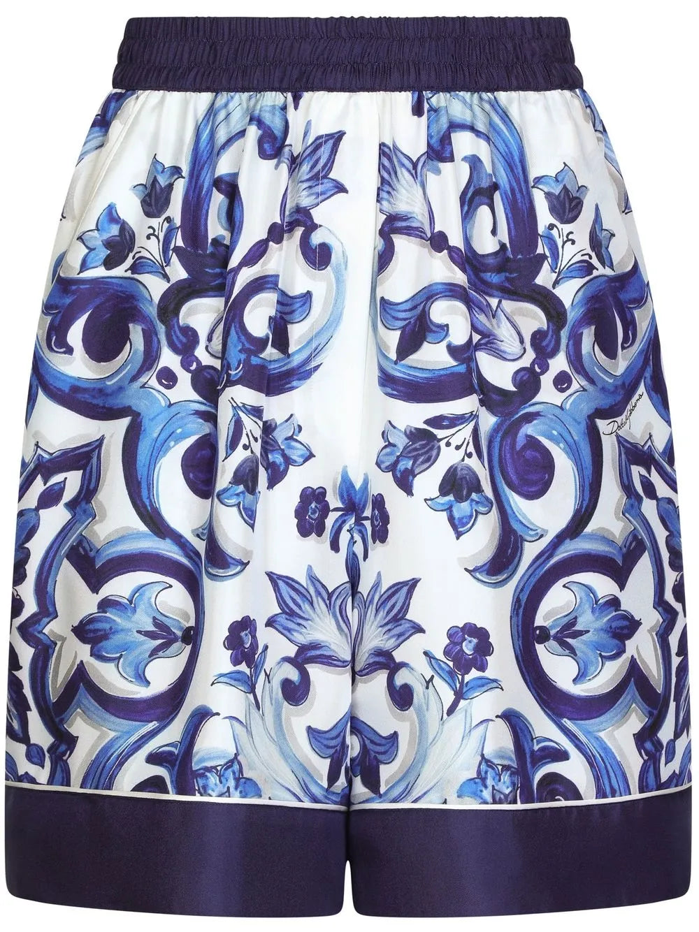 Majolica-Print Silk Pajama Shorts