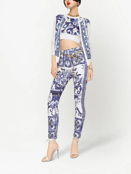 Grace Majolica-Print Skinny Jeans