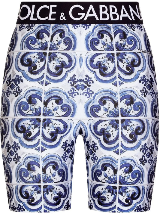 Majolica-Print Cycling Shorts