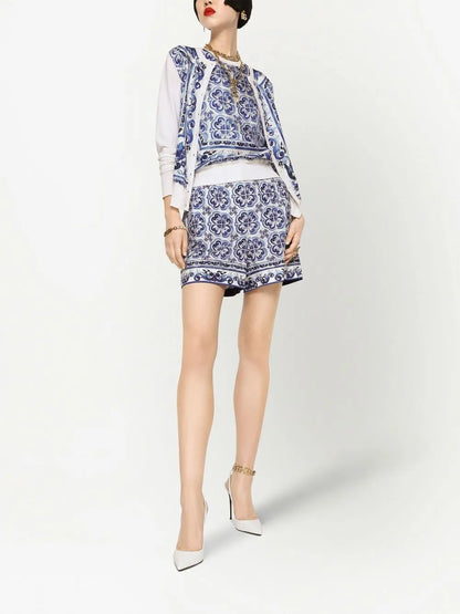 Majolica-Print Silk Jumper