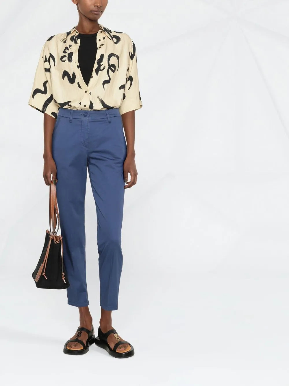 Logo-Patch Slim-Fit Cropped Trousers