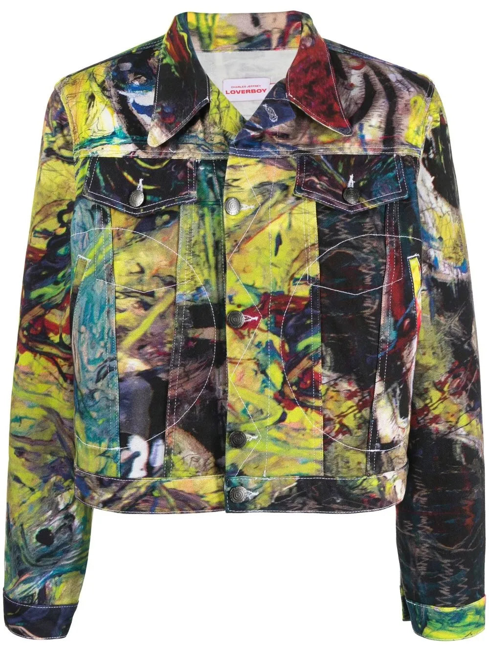 Graphic-Print Biker Jacket