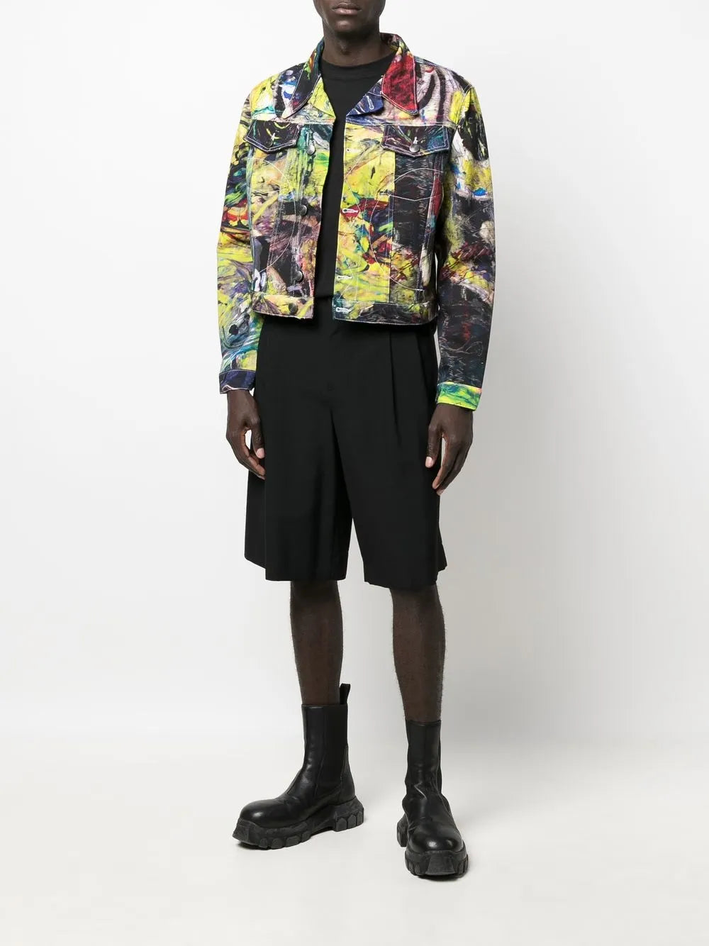 Graphic-Print Biker Jacket
