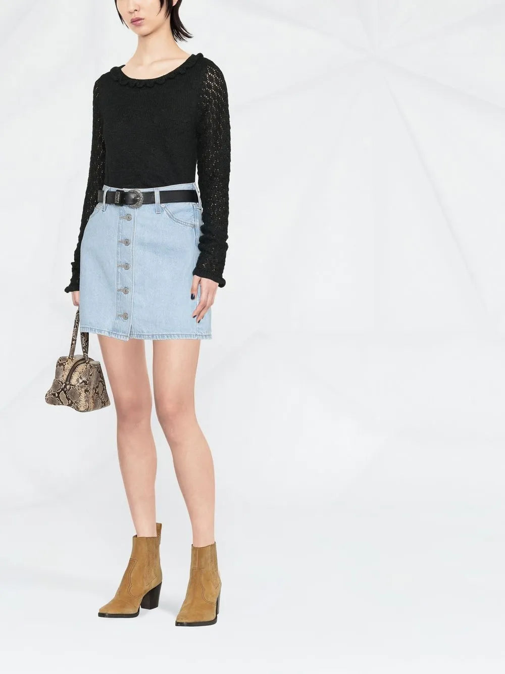 Scalloped Fine-Knit Top