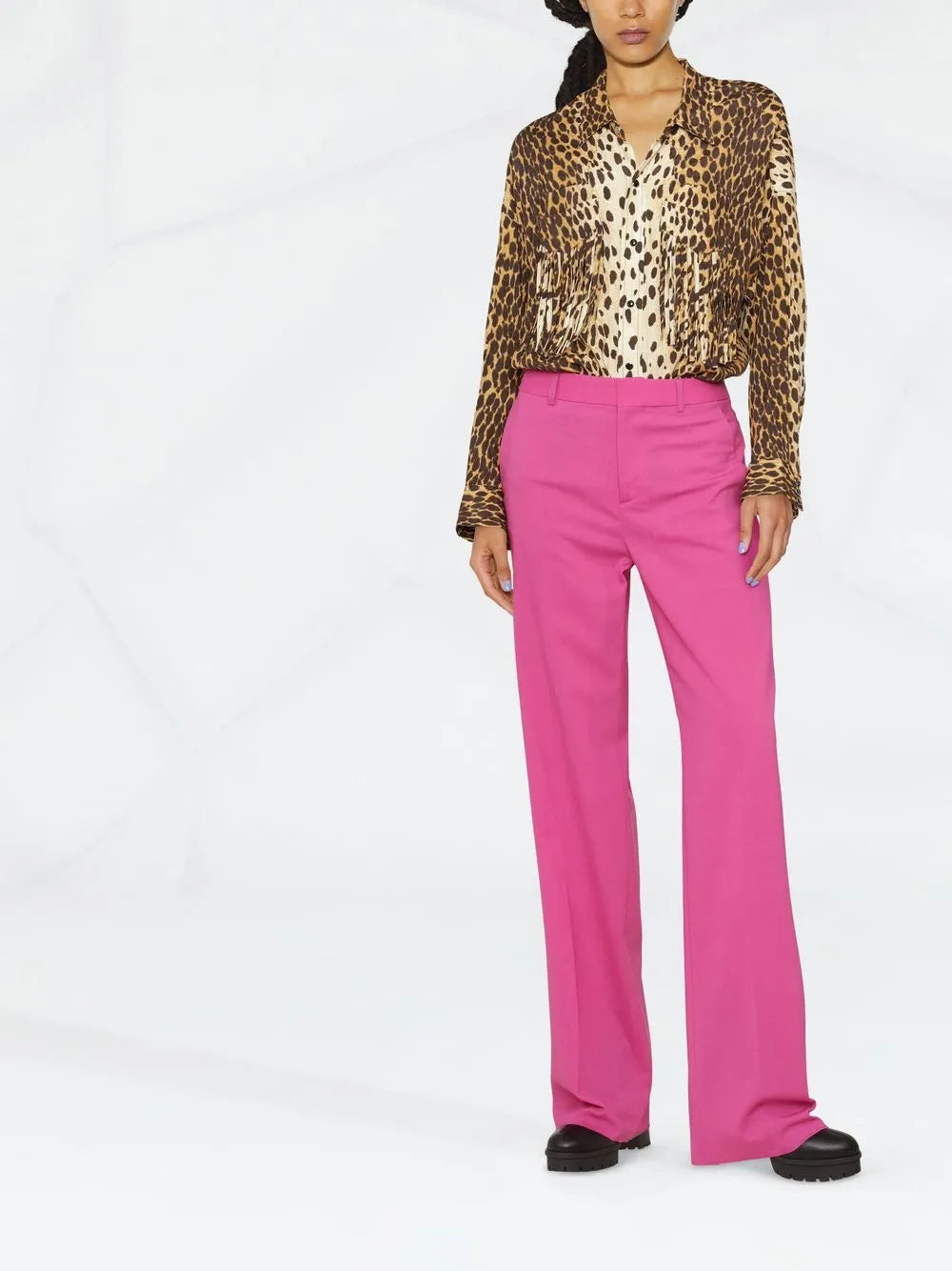 High-Waisted Wide-Leg Trousers