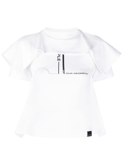 Ruffled Layer Slogan T-Shirt