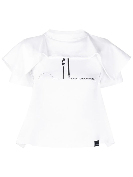 Ruffled Layer Slogan T-Shirt