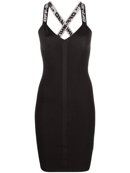 Logo Straps V-Neck Mini Dress