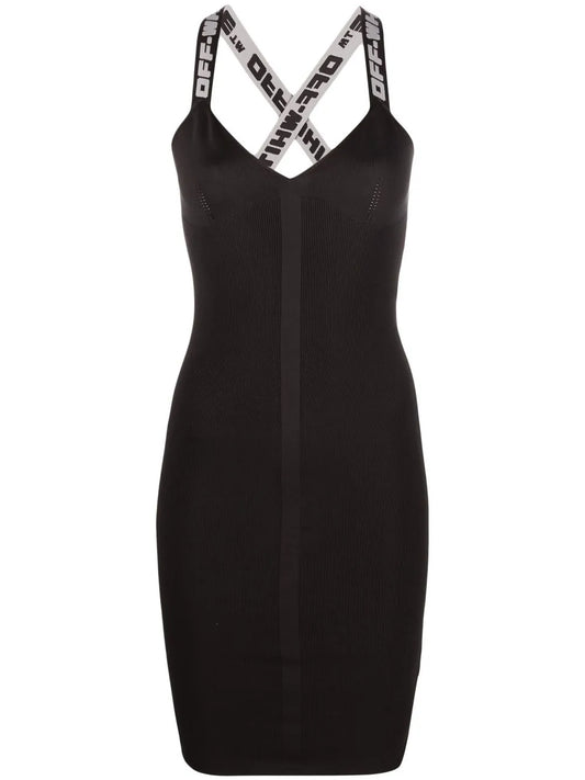 Logo Straps V-Neck Mini Dress