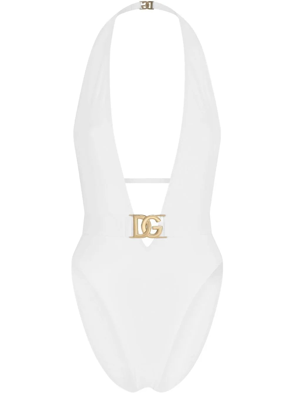 Plunge-Neck Belted Swimsuit