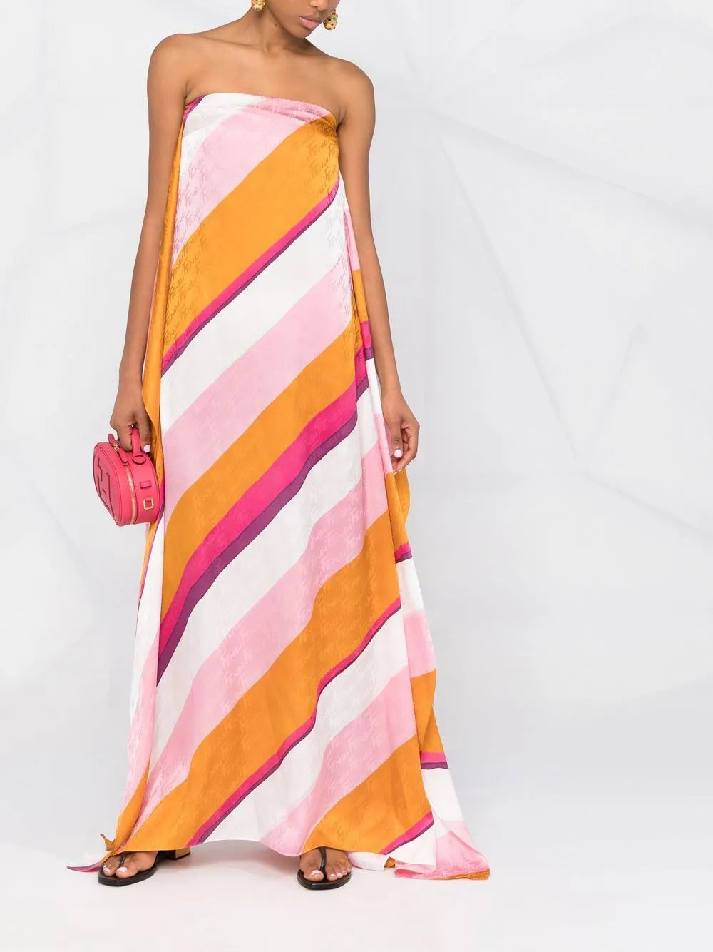 Diagonal-Stripe Maxi Dress