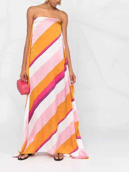 Diagonal-Stripe Maxi Dress
