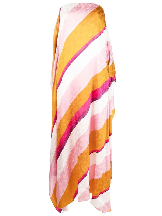 Diagonal-Stripe Maxi Dress