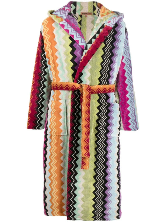 Zig-Zag Print Bath Robe