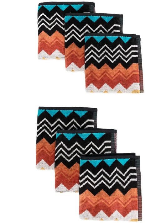 Zig-Zag Print 6 Pack Towel Set