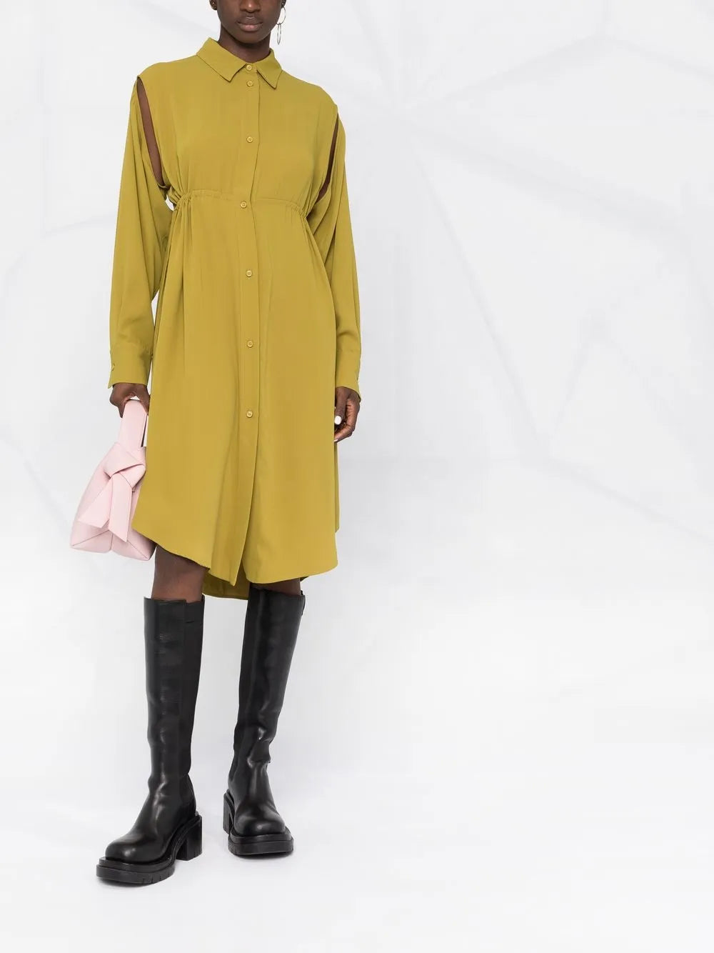 Slit-Sleeved Shirt Dress