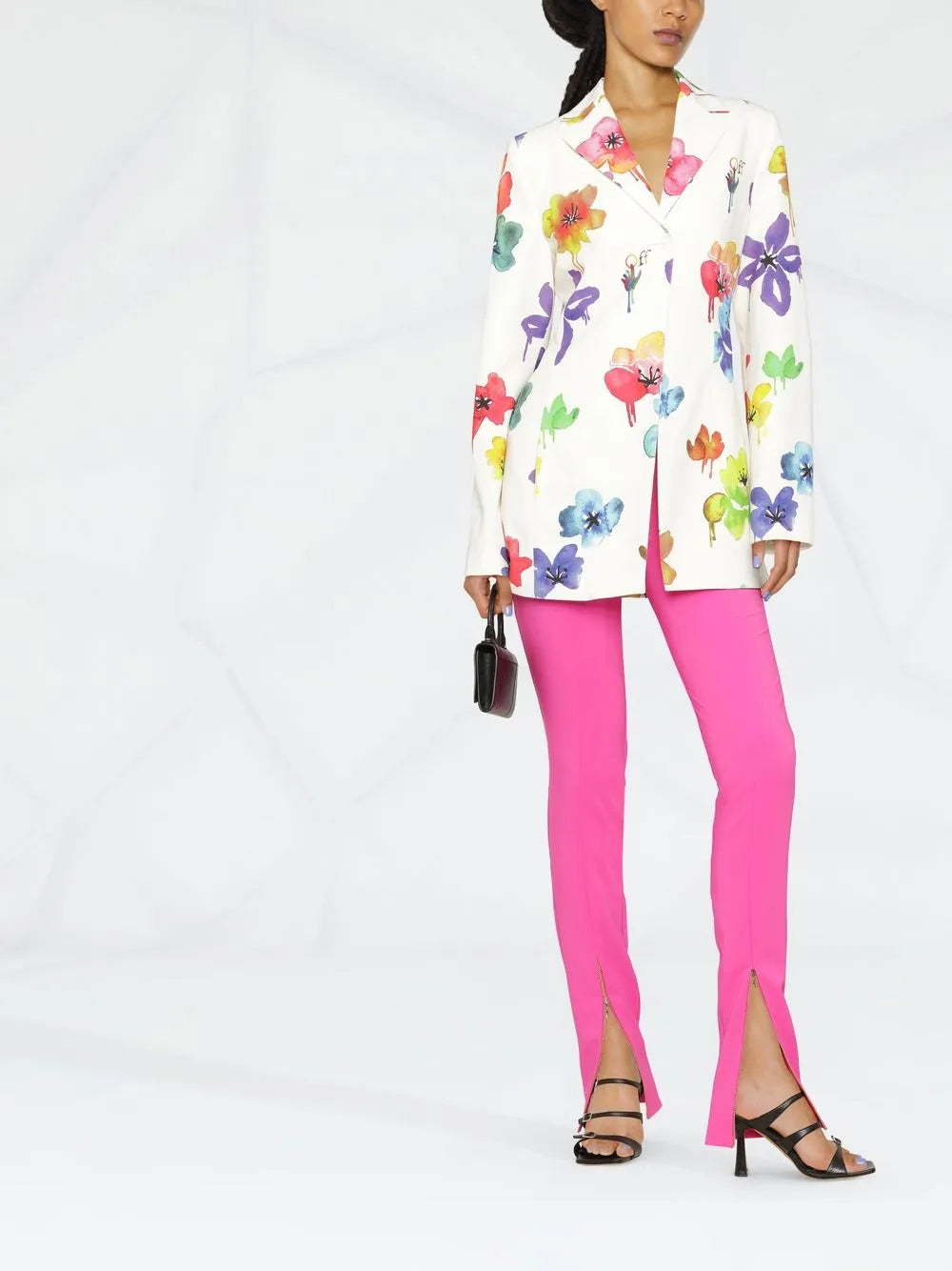 Floral-Print Single-Breasted Blazer