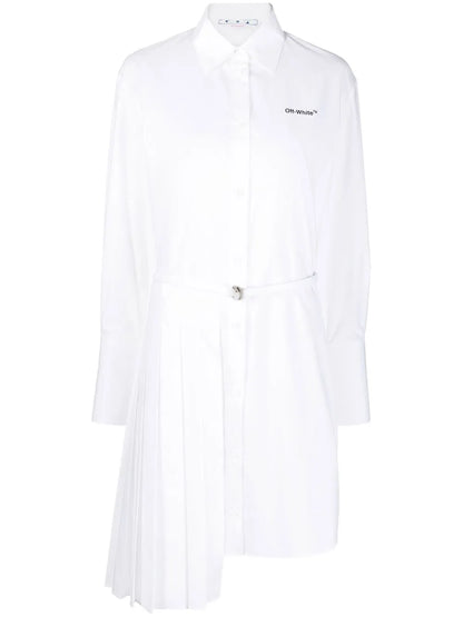 Asymmetric Pleated Shirt Dress