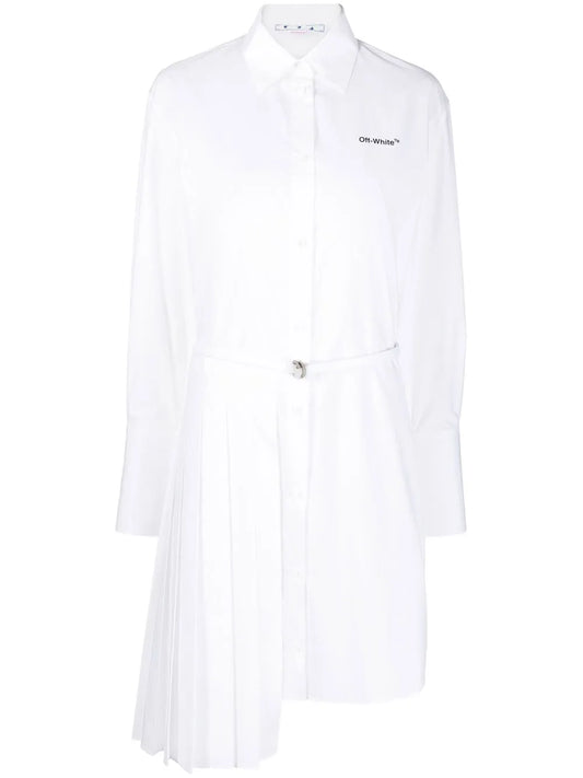 Asymmetric Pleated Shirt Dress