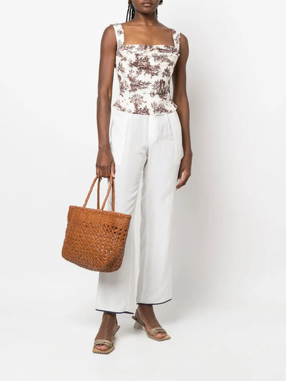 Contrasting-Trim Detail Trousers